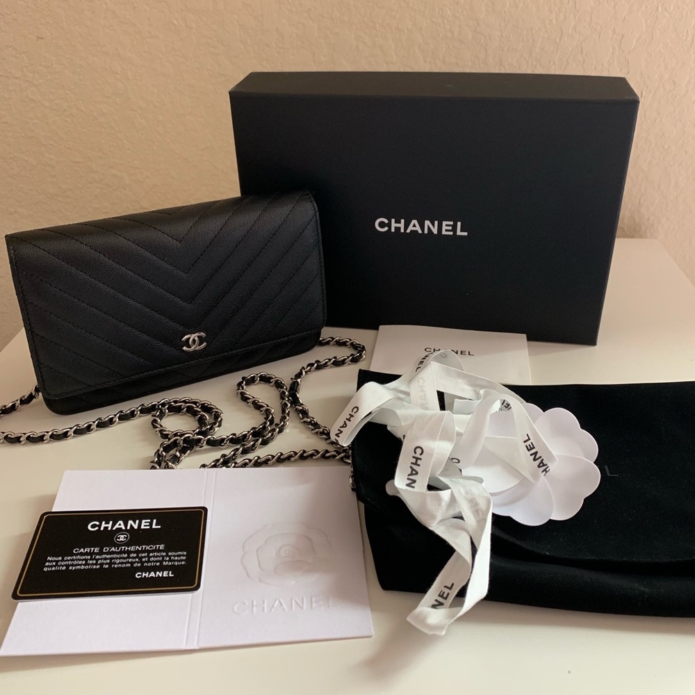 Authentic Chanel WOC chevron caviar